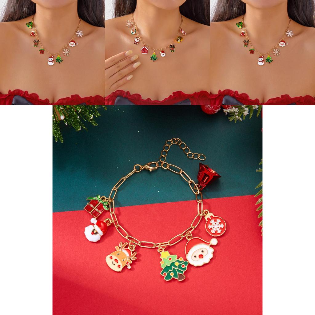 Ensemble de bijoux de fête de Noël avec pendentif géométrique en alliage de zinc et chaînes multi-styles pour hommes et femmes