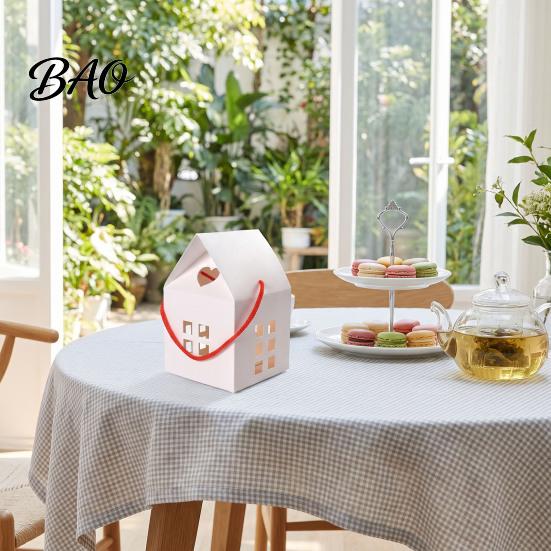 Cute Hollow Out Gift Boxes 10PCS House Shape Cardboard Candy Boxes, Window Design Containers Aromatherapy Packaging with Portable Rope, Decorative for