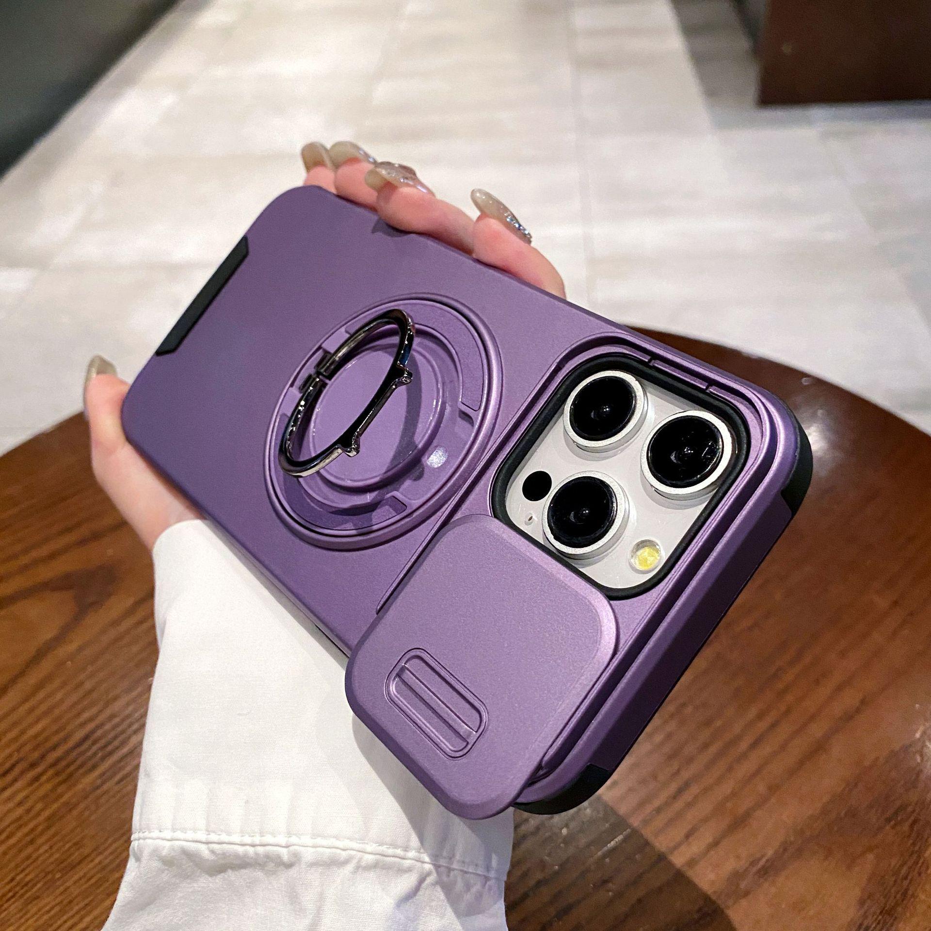 

Rotating Stand Magnetic Camera Cover Case for iPhone 17 Pro Max/16 - Full Coverage Protective. 11 фиолетовый