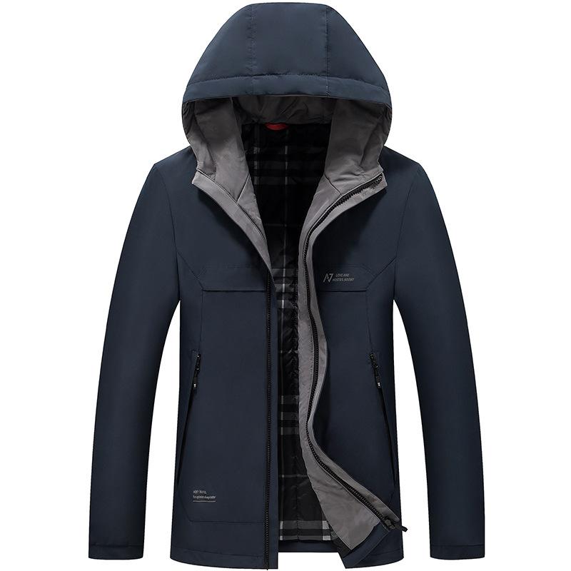 

Весенняя и осенняя новая куртка Повседневная куртка для мужчин молодого и среднего возраста Хлопковая куртка Куртка с капюшоном Мужская одежда 3XL