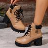 Thick-heeled Martin Boots Women's 2025 Autumn/winter New High-top Platform Platform Plus-size Booties