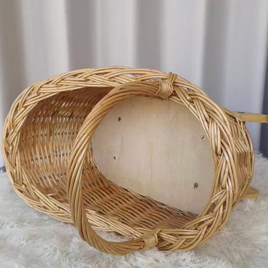 Stroller Shaped Flower Basket Rattan Woven Candy Basket with Handle Portable Decorative Rustic Basket with Wheels for Weddings Baby Showers