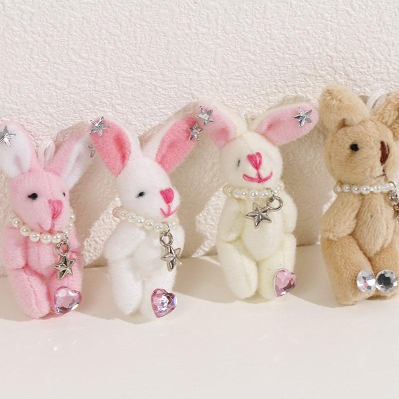 Soft and Adorable Rabbit Plush Toy with DIY Accessories Exquisite Rabbit Keyring Decoration Cute Rabbit Keychain Pendant