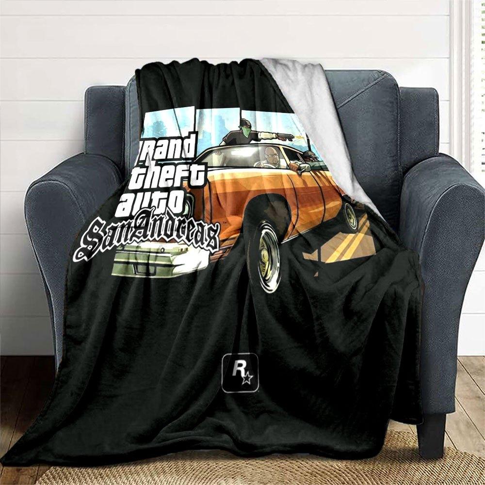 1pc Grand Theft Auto Soft Flannel Blanket with Designer Print A Cozy Blanket for All Seasons, Perfect for the Couch, Bed, Office