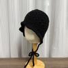 Japanese and Korean straps, sweet headgear, autumn and winter versatile face, small bucket hat, retro cute warm and windproof knitted hat