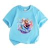 Kids Boys Girls Crew Neck Short Sleeve 100% Cotton T-Shirt, Cute Ice Princess Sisters Printed Casual Summer Soft Breathable Tee Tops for Children Dail
