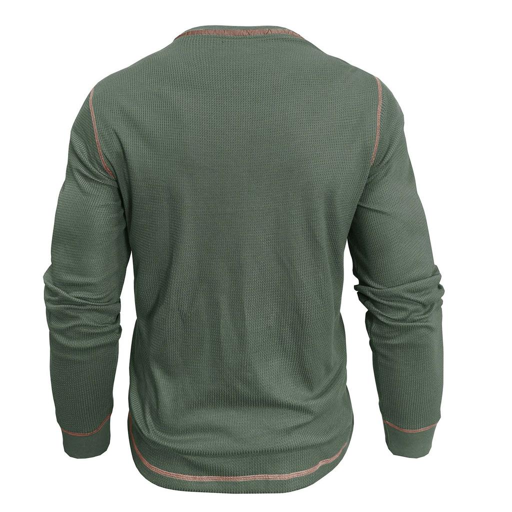 Herren Rundhals Kontrastfarben Langarm Top T-Shirt Sweatshirt