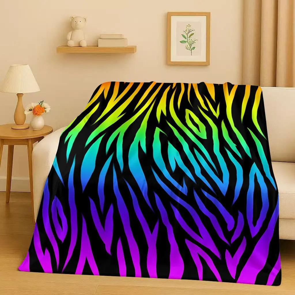 HD Zebra Tiger Leopard Beast Stripe Print Art Flannel Blanket,Ultra Soft Warm Plush Throw for Home Bedroom Bed Sofa Cover Office