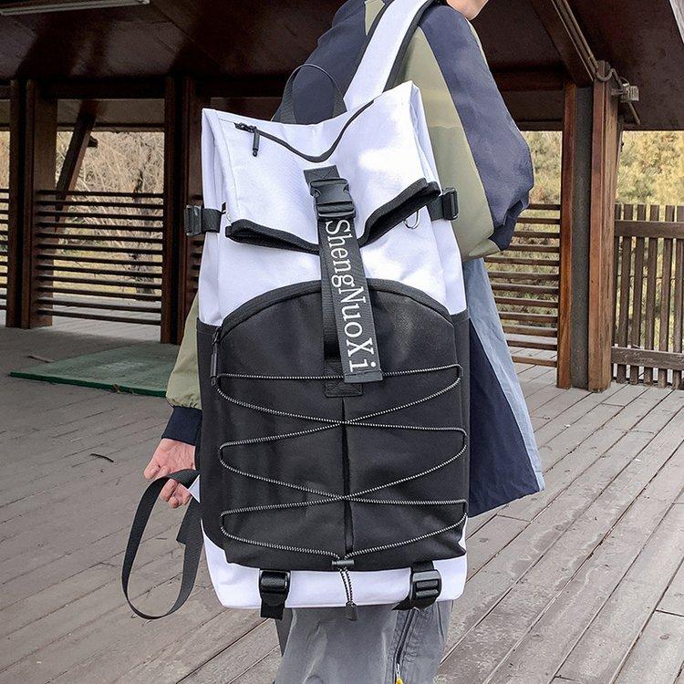 Schoolbag Trend Color Matching Backpack Street Style Outdoor Sports Backpack Trend Fashion College Student Campus Lightweight School Bag Men