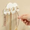Cloud-Shaped Wall-Mounted Jewelry Organizer with Key Hooks - Punch-Free Accessory Display Rack and Mirror Cabinet