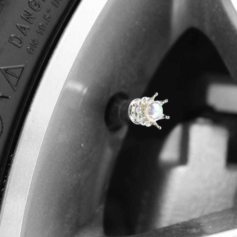 Crown Tire Valve Stem Caps, Heavy-Duty Handmade Crystal Rhinestone Crown Vehicle Car Tire Caps Covers for Cars Trucks SUVs Bikes