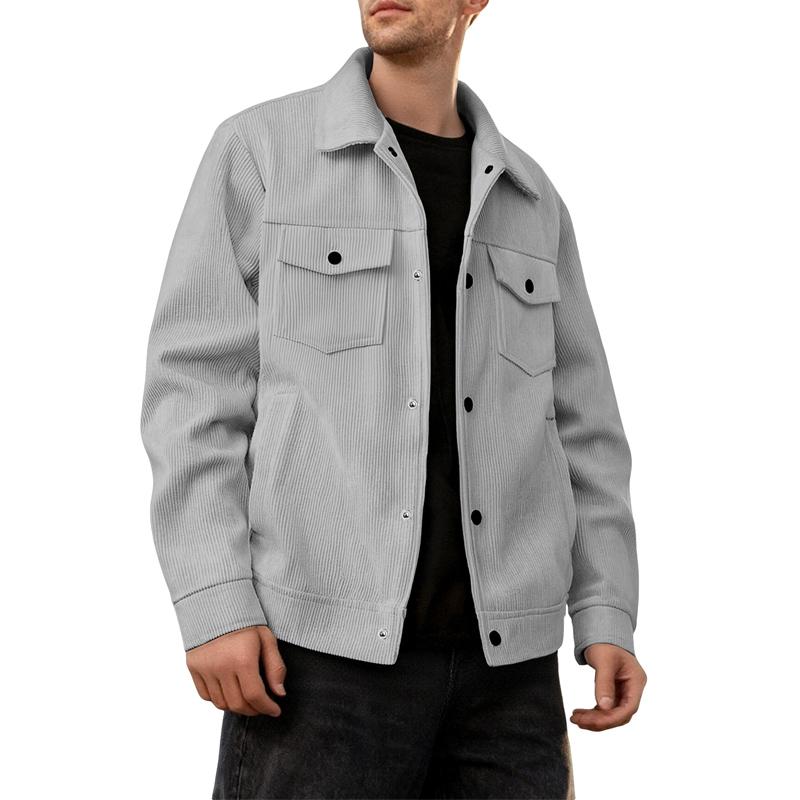 

Мужская вельветовая однобортная повседневная спортивная модная куртка с карманами, мужская рубашка с лацканами и длинными рукавами 3XL