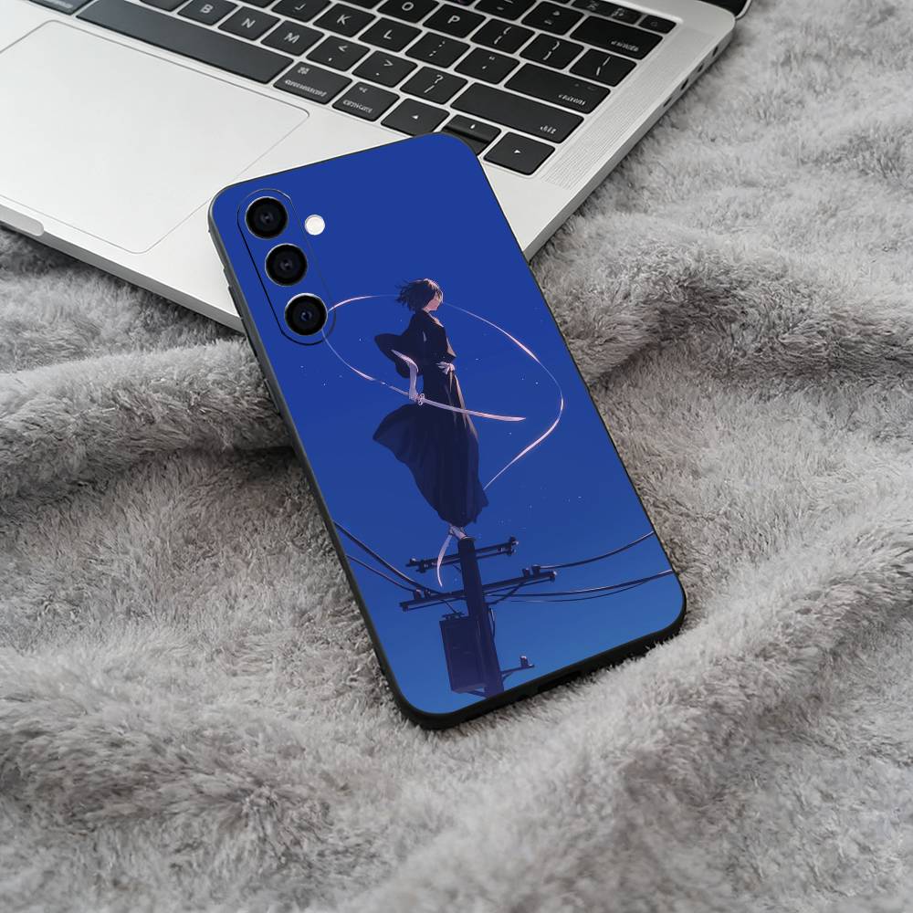 B-Bleach- anime- Rukia- Kuchiki Black Soft Silicone Phone Case for Samsung Galaxy A73, A71, A72, A70, A53, A52, A51