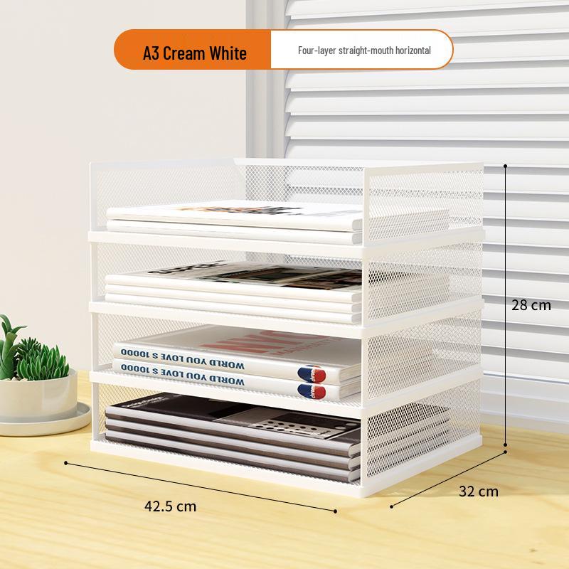 A3A4 Metall Desktop Aktenorganizer Rack - Büroarbeitsplatz Dokumentenhalter