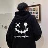 Printed Black Hooded Sweater Mens Latest Winter Youth Plus Velvet Coat In Autumn and Winter