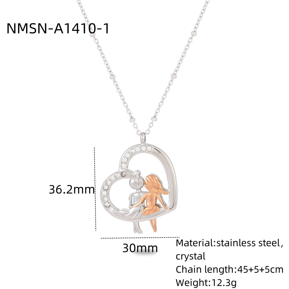 GEMCHIC Women s Heart Shape Family Pendant Necklace Stainless Steel Mother Father Love Diamond Chain Jewelry Gift