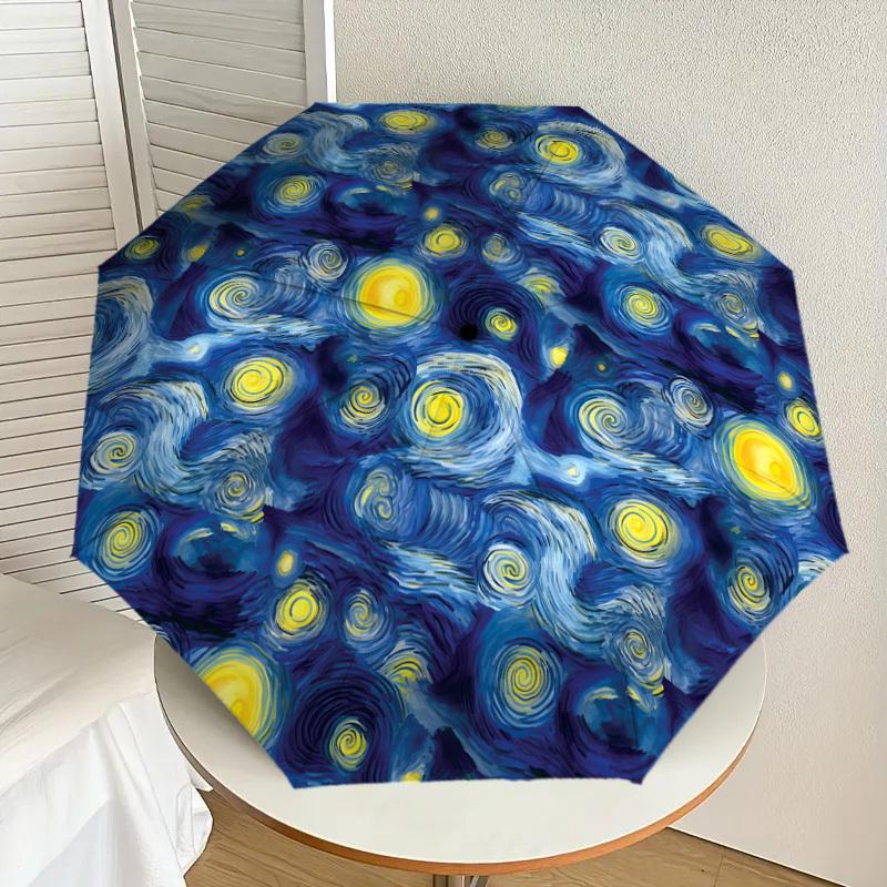 1pc Night Sky Stars Pattern Umbrella Design Automatic Opening and Closing Umbrella, High-quality Travel Umbrella, Lightweight and Portable, -1002131