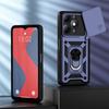 KEYSION Shockproof Armor Case for Itel A90 4G Silicone+PC Slide Camera Lens Protection Ring Stand Phone Back Cover for Itel A90
