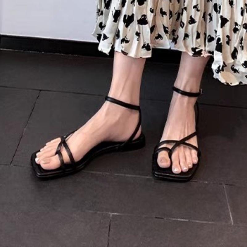 Fashion Summer New Style Popular Women Sandal Fashion Open Toe Narrow Band Ladies Elegant Gladiator Shoes Outdoor Dress Flats Sandals
