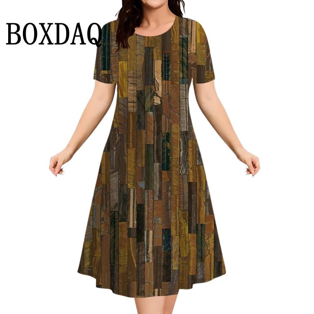 

3D printed pattern dress - Women s fashionable short-sleeved dress - Women s summer casual wear S