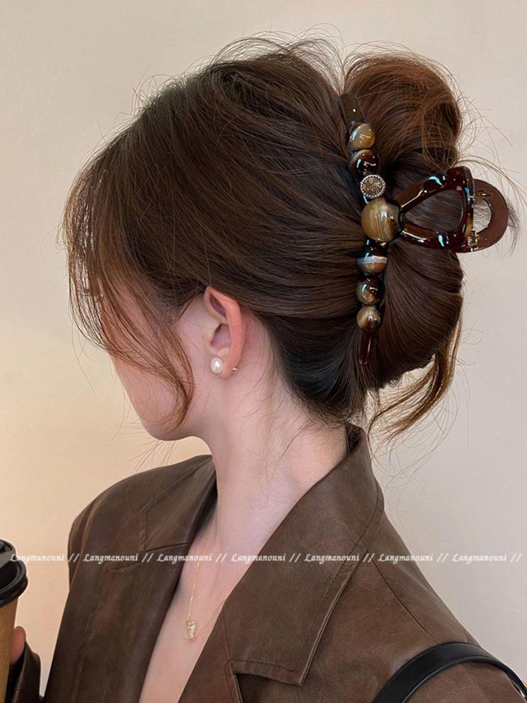2025 Korean Style Large Updo Hair Clip for Thick Hair – Elegant Autumn Women’s Shark Clip