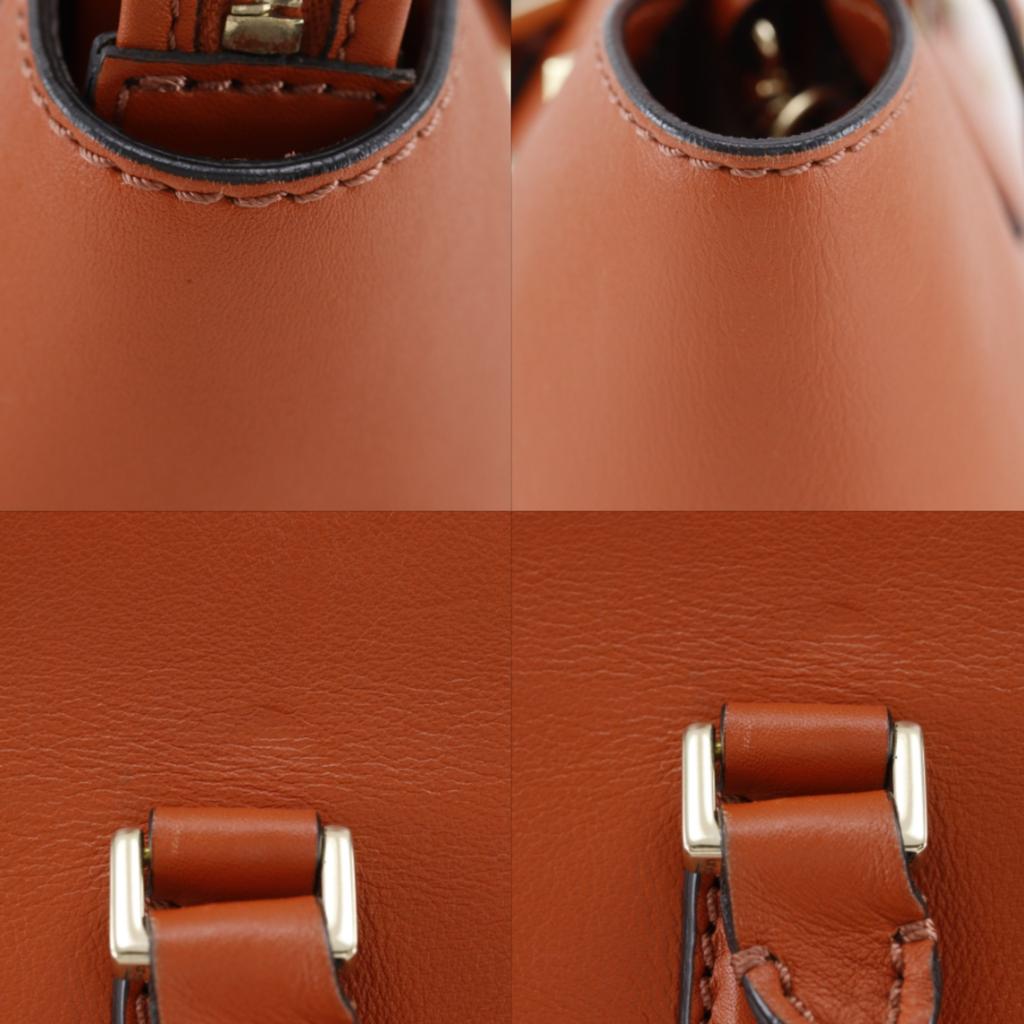 VALENTINO GARAVANI Rock studs Handbag 2WAYShoulder Orange Calfskin Women Used