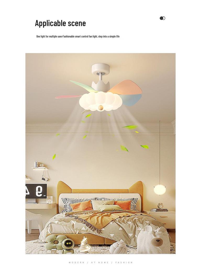 Silent LED Ceiling Fan Light for Children's Room and Study