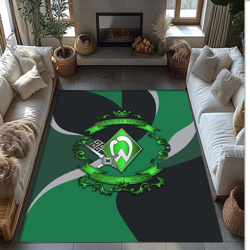 Tappeto in Velluto di Cristallo con Stampa Calcio Werder Bremen, Comodo Assorbente d'Acqua Antiscivolo Tappeto per Pavimenti Interni