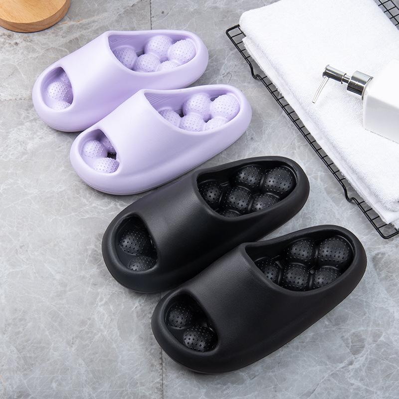 Men's Non-Slip Thick-Soled Summer Indoor Slippers with Unique Massage Design