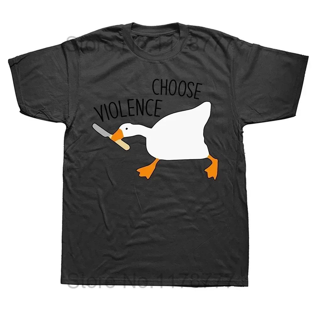 Mess With The Honk You Get The Bonk Funny Goose Print T Shirts Cartoon Unisex Clothing Short Sleeve Anime Unisex Tee Shirts