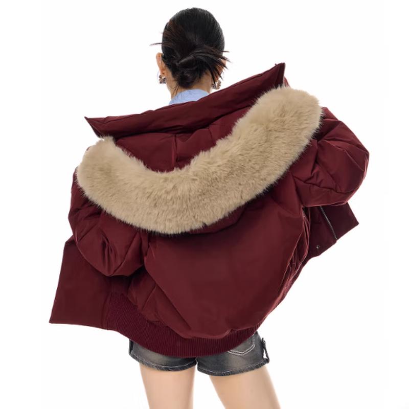 ICH MODE Women's Hooded Faux Fur Padded Jacket