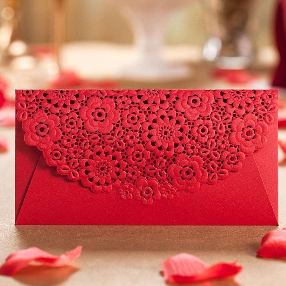 6pcs Laser Engraving Lucky Money Bag Hollow Red Packet Spring Festive Decoration HongBao  New Year