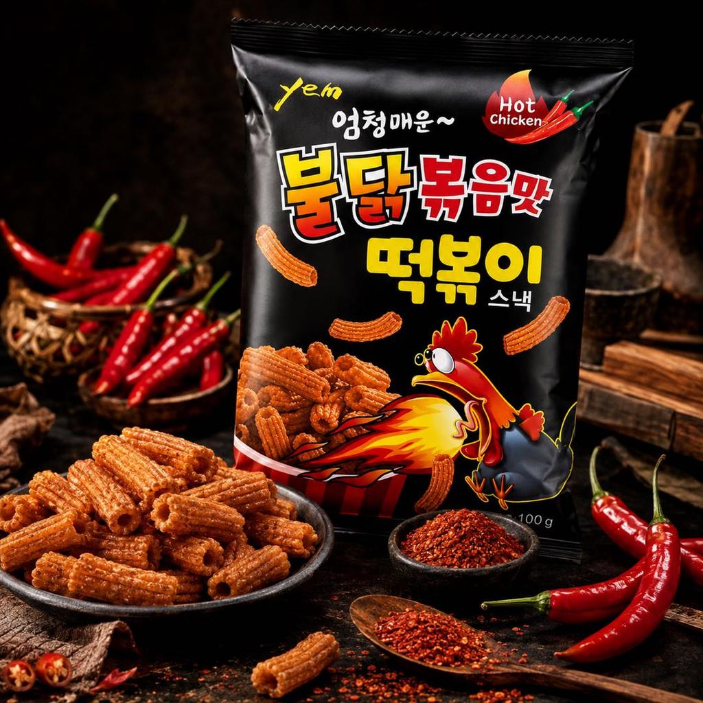 YEM Spicy Chicken Rice Cake Strips Snack 100g