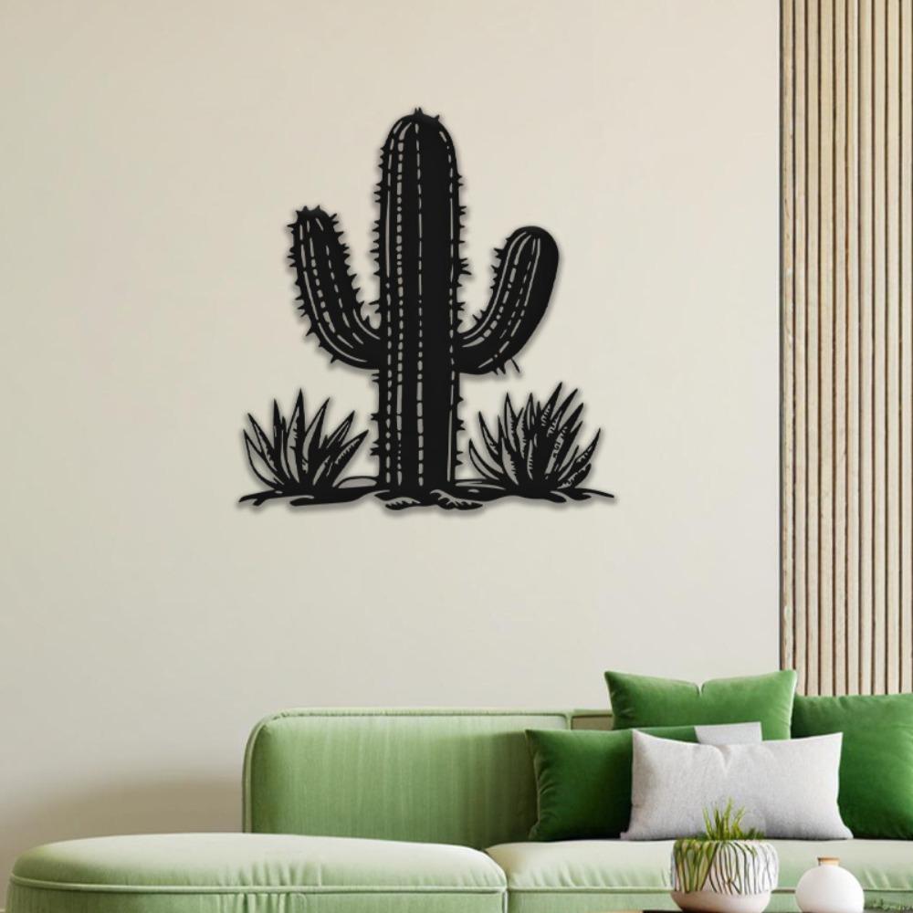 1 Stück 40 cm Schmiedeeisen Kaktus Wanddeko, Southwest Desert Art zum Aufhängen drinnen und draußen, Wohnzimmer Schlafzimmer Badezimmer Küche Terrasse Balkon Geschenk
