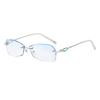 ZIROSAT 58060 Alloy Titanium Female Rimless Eyewear Diamond Trimmed Myopia Spectacle Frame Women Sunglasses Tint Lenses