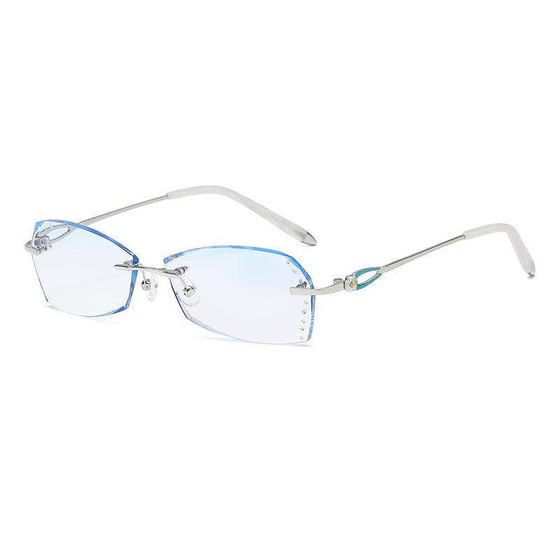 ZIROSAT 58060 Alloy Titanium Female Rimless Eyewear Diamond Trimmed Myopia Spectacle Frame Women Sunglasses Tint Lenses