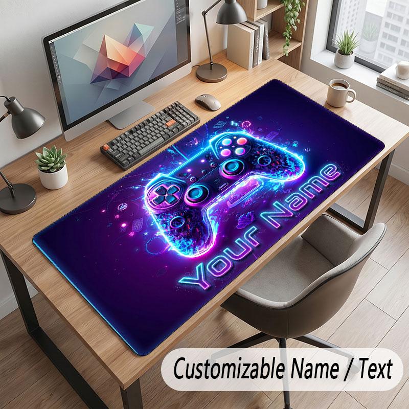 Game Controller Theme Customized Mouse Pad Personalized Print Name Text Desk Mat For Home Office Table Decor