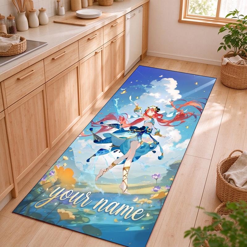Genshin Customizable name kitchen floor mat easy to clean and wipe down Suitable for kitchens living rooms and entryways—a perfec