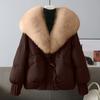 Women's Solid Color Fashionable Thick Warm Temperament Cotton Jacket With Large  Collar Cotton Coat Jacket