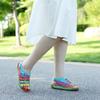 Johnature Echtes Leder Retro Damen Schuhe Sommer Farbe flache Sandalen Komfort atmungsaktive handbemalte Strandsandalen