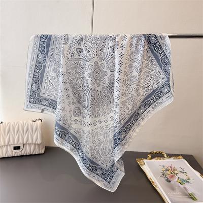 Kontrastierender Kaschunuss-Druck Simulationsseide Schal Quadratischer Schal Premium Stola Vielseitiger Hals Kleiner quadratischer Schal Kopftuch