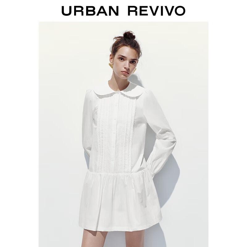 UR Women s Sweet Lace Pleated Cotton A-Line Dress XS