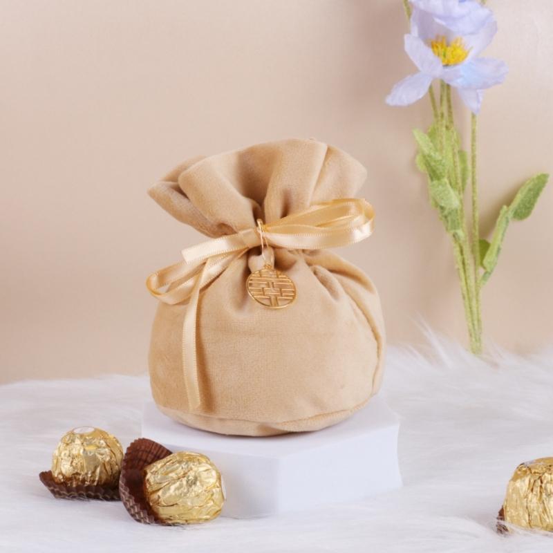 10Pcs Velvety Cloth Drawstring Bag Wedding Gift Wrapping Pouches Birthday Party Treat Bag For Candy Chocolate Jewelry