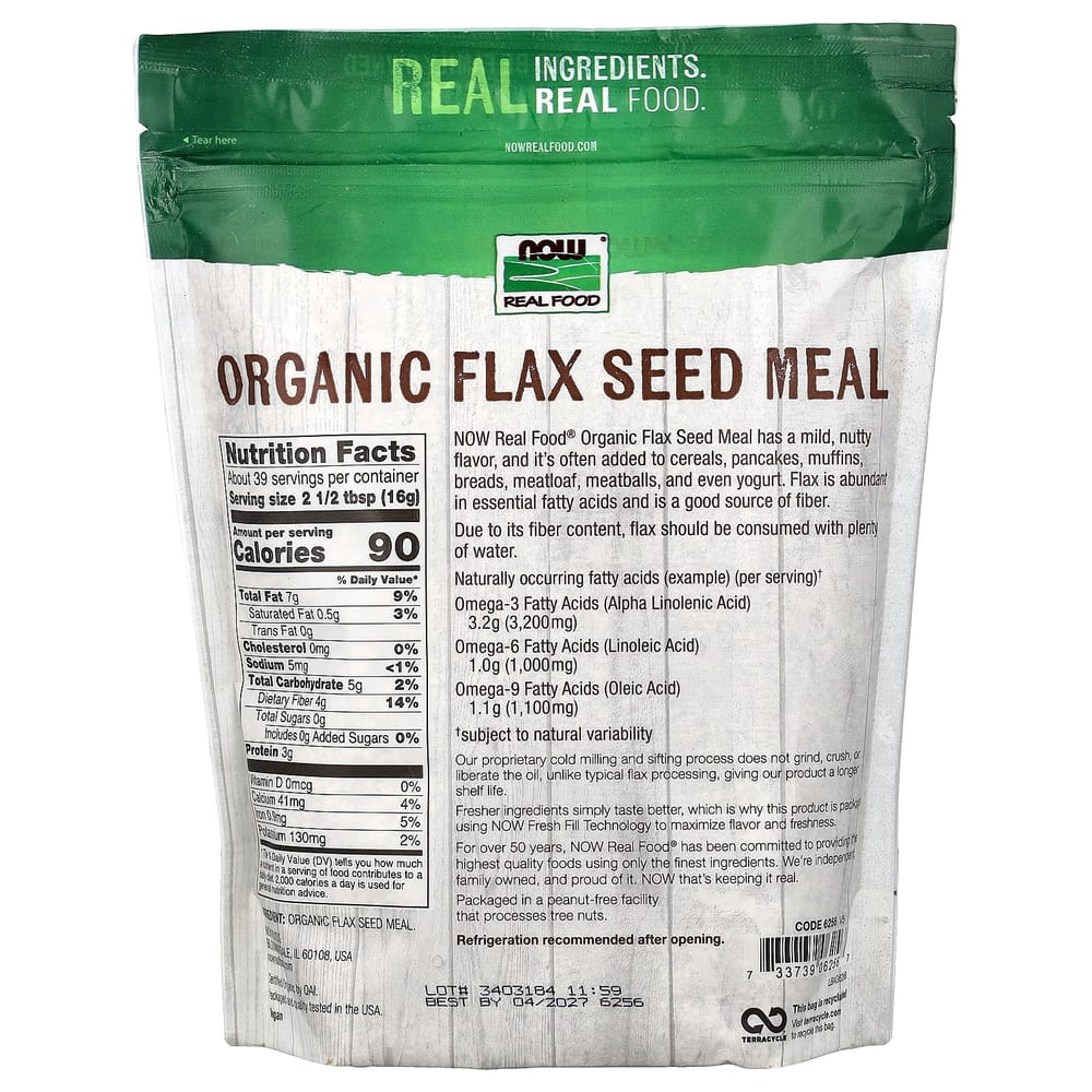 Now Foods Real Food Flax Seed Meal, 624g (1.4 lbs)