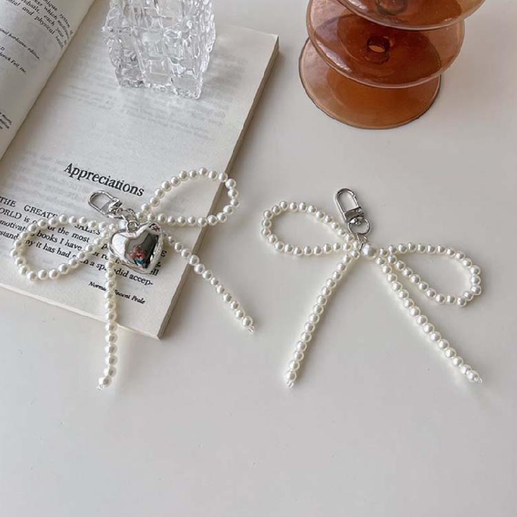 Fashionable Bead Bowknot Phone Charm Keychain Cellphone Chain Stylish Pendant Fashionable Bowknot Keychain Accessory