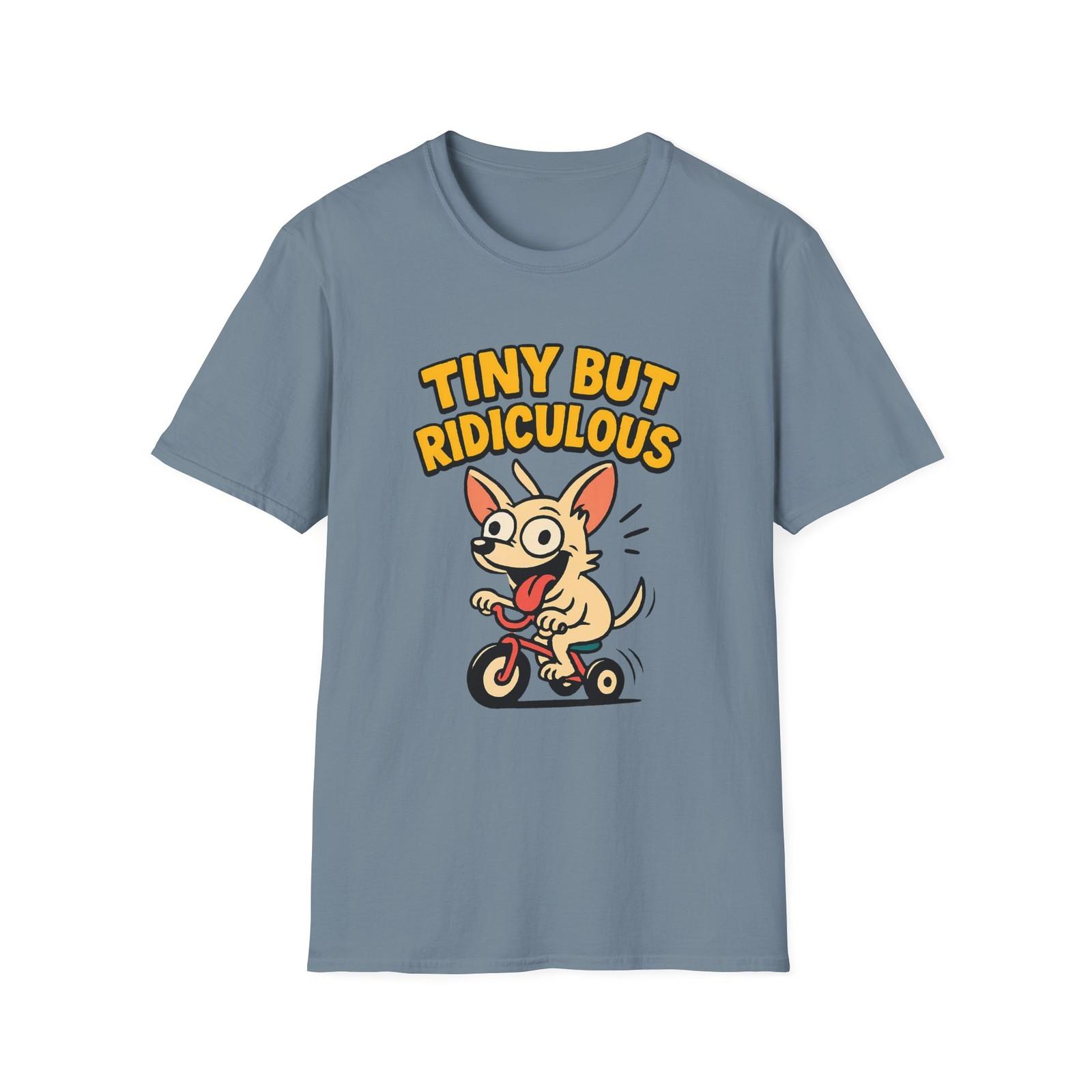 Unisex Softstyle T-Shirt Mens Womens Tees Top Funny Chihuahua Tiny Tricycle Cartoon Humor Tee M