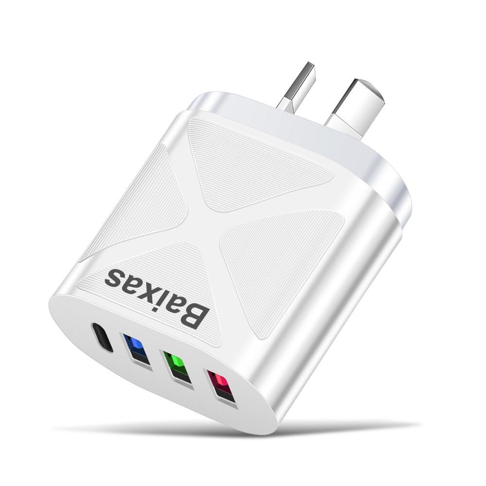 Universal Travel Charger: EU 3-USB + Type-C, US/UK Standard, 5V 2.4A