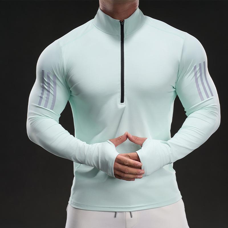 Running and Fitness Outdoor Long-sleeved Ice Silk T-shirt for Men In Spring and Autumn Domineering Muscle Style Thin T-shirt for Men