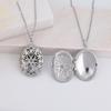 Retro Oval Clavicle Chain Locket Necklace with Engraved Pattern