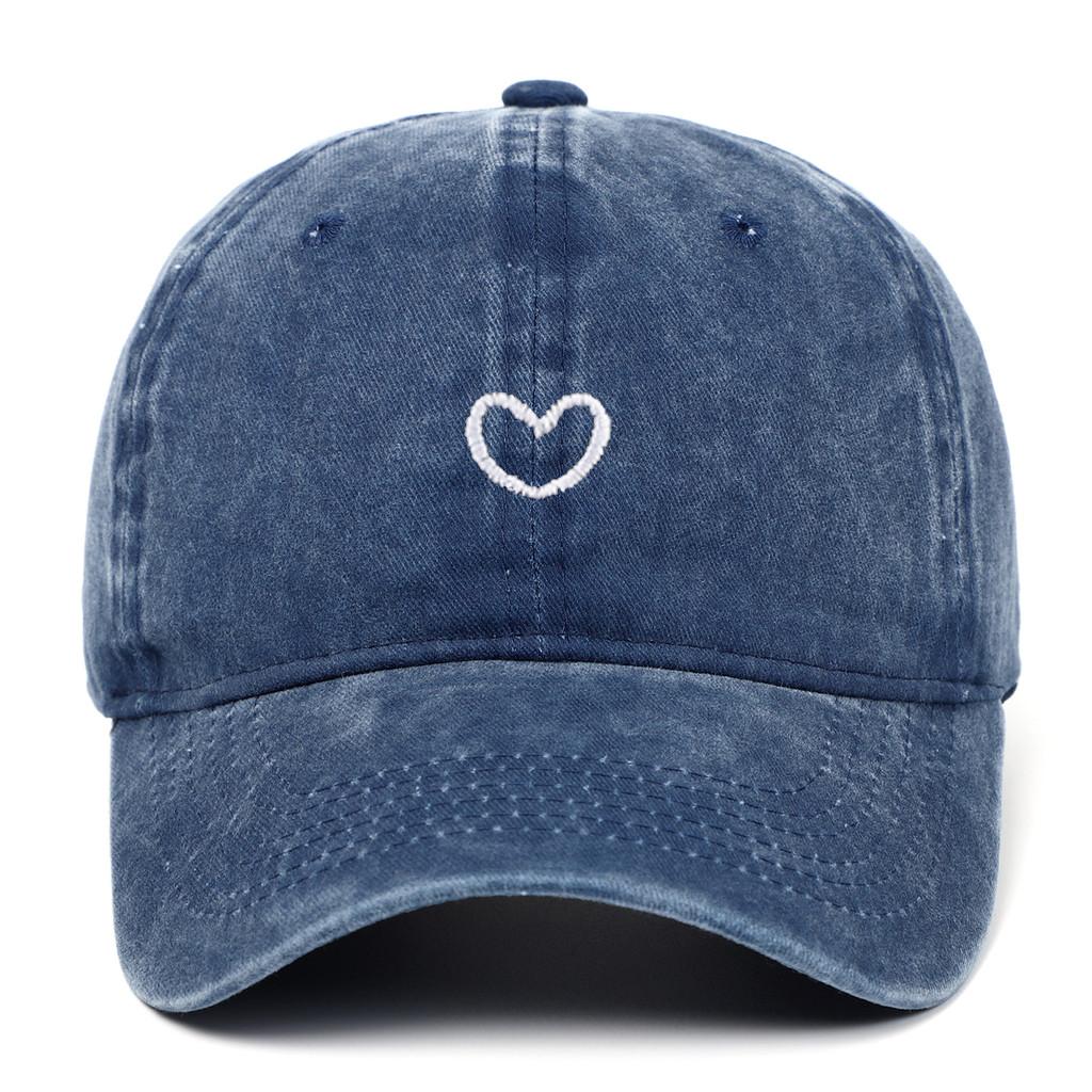 Embroidered Heart Cotton Baseball Cap With Curved Brim For Casual Outdoor Wear